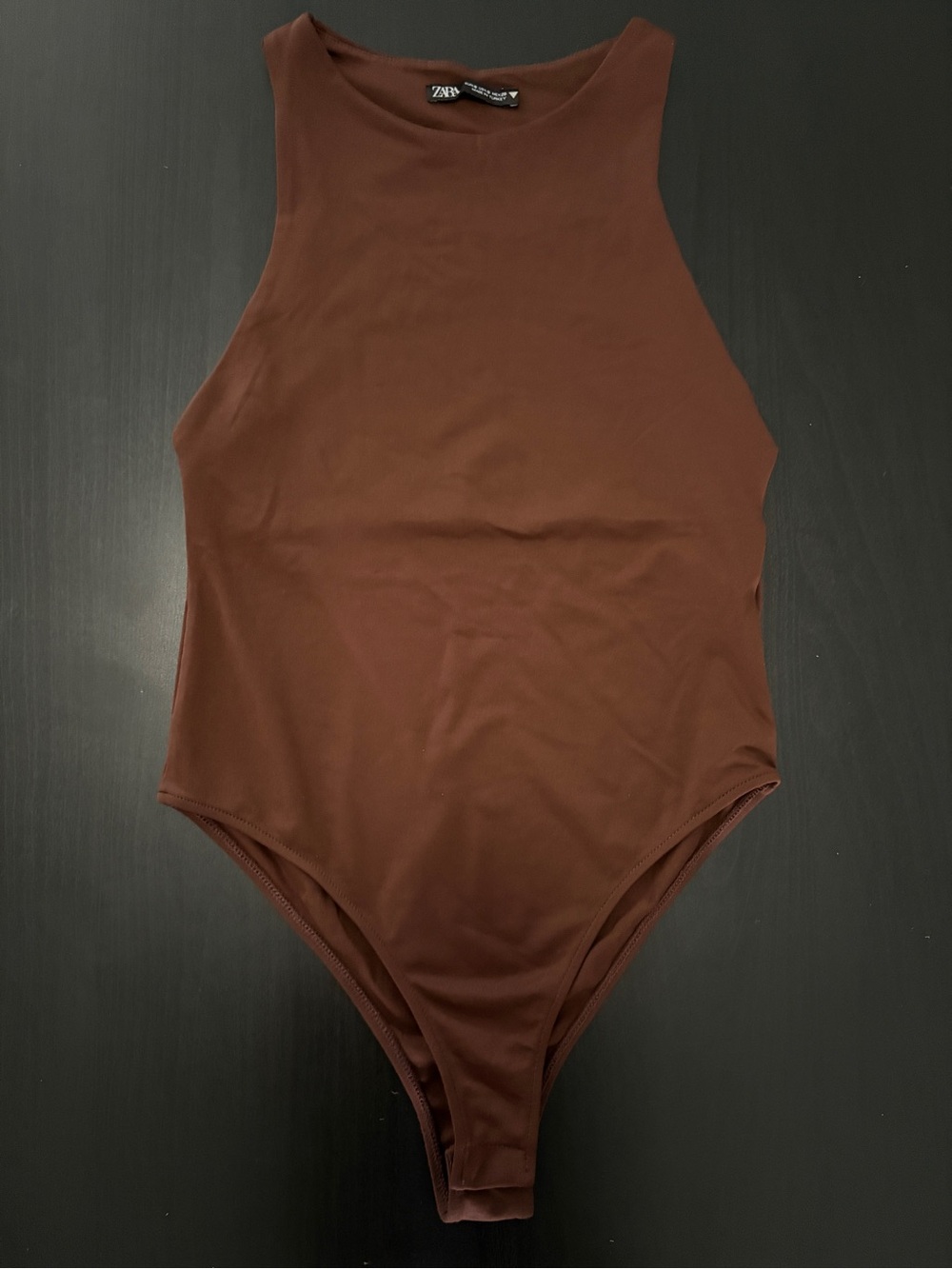 Zara Brown Sleeveless One-Piece Bodysuit